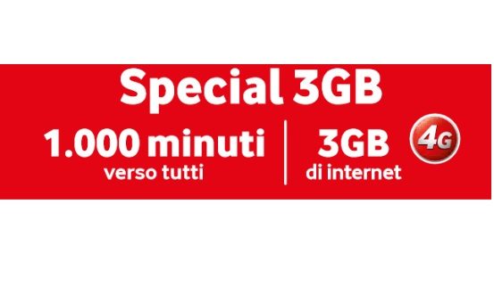 Vodafone propone ad alcuni suoi clienti Vodafone Special 1000 3GB a 12 euro