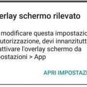 Overlay Schermo rilevato su smartphone Android