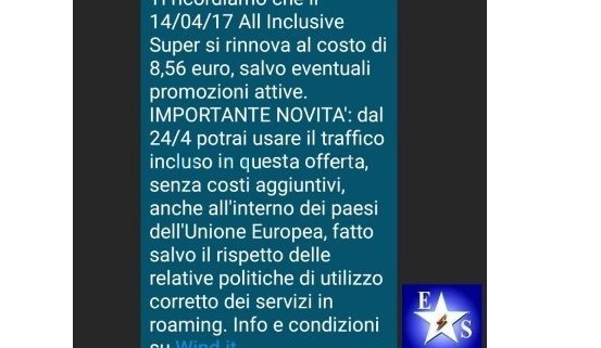 Wind elimina i costi di roaming in UE