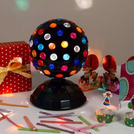 Proiettore disco a sfera rotante Ø 22 x h. 31 cm, giochi di luce automatici, luci per feste