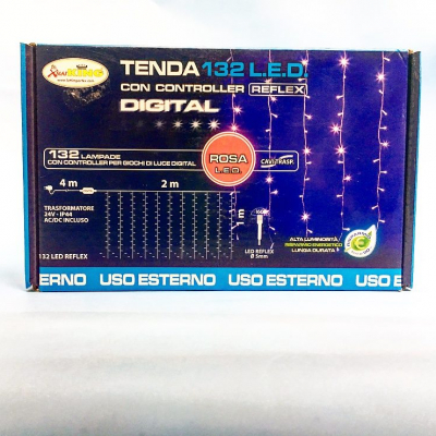 Tenda 2 x 1 m, 132 LED Reflex Rosa con Digital Controller