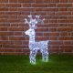 Renna Luminosa Con Cristalli Trasparenti, 100 LED Bianco Freddo, h 70 cm, Luce fissa