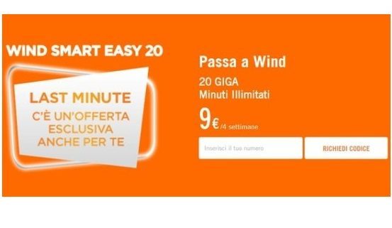 Wind Smart Easy 20: Minuti illimitati e 20GB a 9 euro ogni 28 giorni!