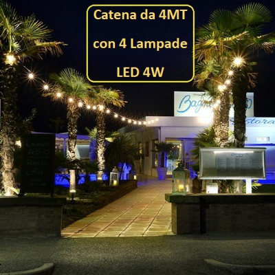 Catenaria 4 Metri con 8 Lampadine a LED a filamento da 4W