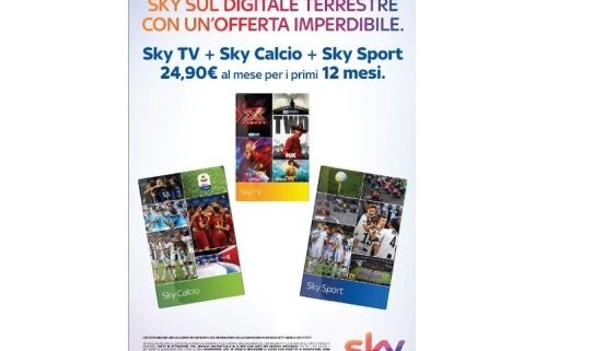 Sky sul digitale terrestre a soli 24,90 euro al mese!