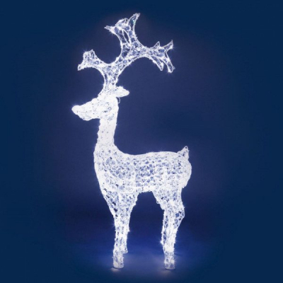 Renna Luminosa con Cristalli Trasparenti, h 120 cm, 250 LED colore Bianco Freddo Renna Luminosa con Cristalli Trasparenti, h 120 cm, 250 LED colore Bianco Freddo