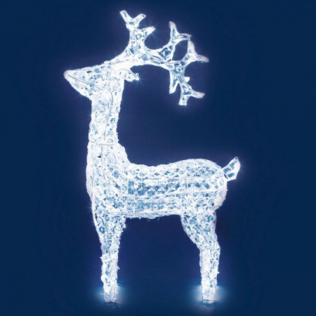 Renna Luminosa con Cristalli Trasparenti, h 90 cm, 200 LED colore Bianco Freddo