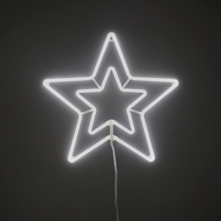 Doppia Stella Led Neon Bifacciale, Bianco Freddo, Luce fissa, L. 60 x H. 60 cm