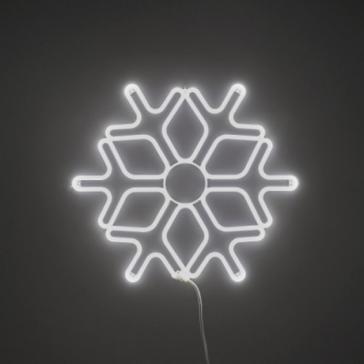 Fiocco di Neve Led Neon Bifacciale, Bianco Freddo, Luce fissa, L. 60 x H. 60 cm