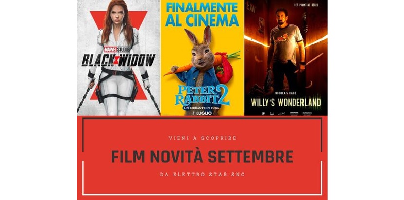 Film Novità di Settembre come Black Widow e Peter Rabbit 2